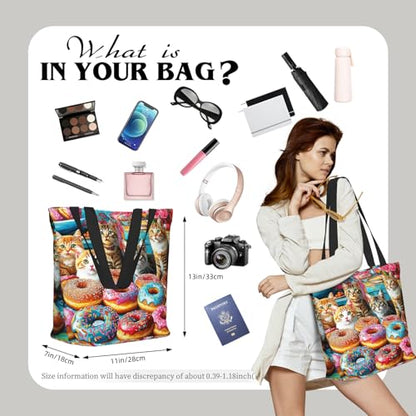Funny Christian Tote Bags For Women With Zipper Christian Gifts For Work Gym Travel Beach Women With Large Capacity - color: Donuts