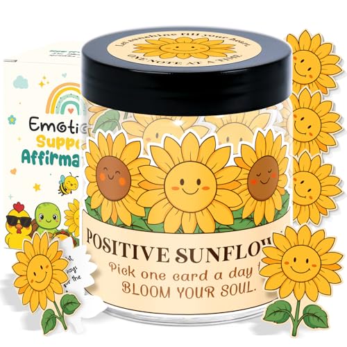 Sunflower Gifts For Women - Mothers Day Gifts For Mom, Women, Teens, Kids, Girls - 60 Positive Affirmation Cards Jar - Birthday Gift For Womens, Mom, Coworkers, Friends, Sister - color: A Sunflower Gifts