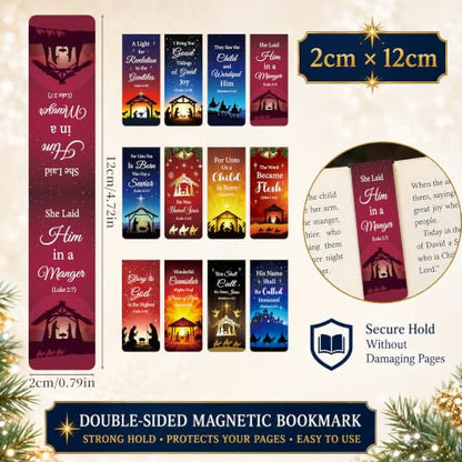 Nativity Magnetic Bookmarks, 24 Pcs Magnet Book Mark Clips for Kids Women - style: Nativity 02