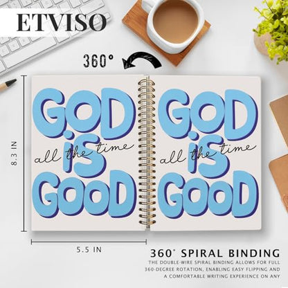 Blue Christian Notebook for Women, God is Good All the Time Bible Journaling, Prayer Journal for Woman, Church Notes Notebook, Scripture Hardcover Spiral Notebooks 5.5x8.3 Inch - color: 03-Bible-Blue