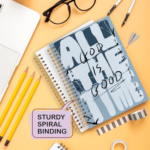 Yhtrg Blue Christian Spiral Notebooks, God Is Good All the Time Bible Journal Notebook, Bible Jesus Notebook for Note Taking, Christian Gifts for Women Men, 5.5x8.3 Inch - color: god1