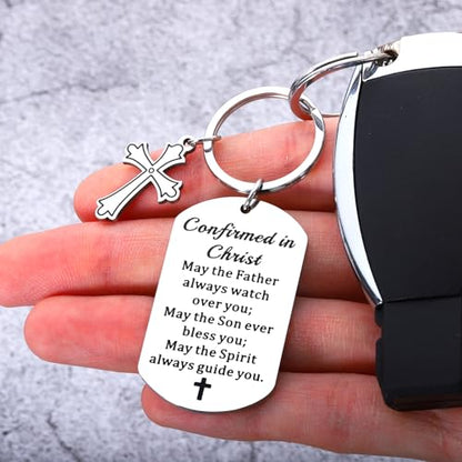Confirmation Gifts for Teenage Girls Boys Confirmation Sponsor Gift for Women Men Catholic Teen Boys Girls Faith Fathers Day Religious Bible Verse Keychain Baptism 1st Communion Easter Basket Stuffers