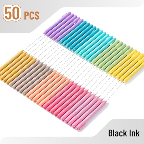 Mr. Pen- Christian Pens, 50 Pack, Black Ink, Pastel Color Barrels