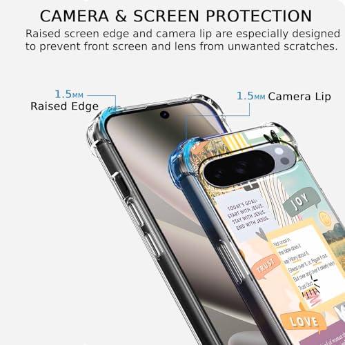 Christian Quotes Bible Motivational Words Collage Pattern,Soft TPU Bumper Phone Case for Google Pixel 10/10 Pro - size: Google Pixel 10/10 Pro/10 Pro
