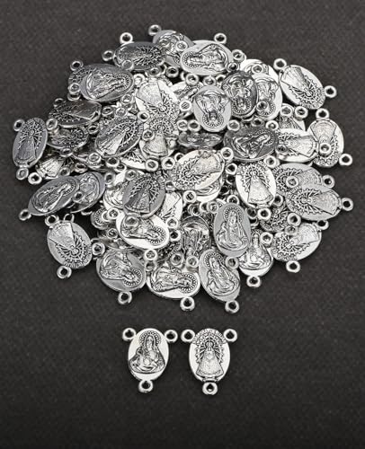 COTTVOTT St Benedict,Our Lady of Guadalupe Medal for DIY Jewelry Making,Virgin Mary Christ Jesus Rosary Center Connection Part - color: 30pcs-sacred heart of jesus