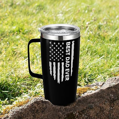 SANDJEST Dad Cup Tumbler with Handle 20oz Dad Nutrition Facts Stainless Steel Travel Coffee Mug Best Dads Gift for Fathers Birthday Christmas Valentines Gift for Men Father Daddy from Daughter Son - color: Dad 3
