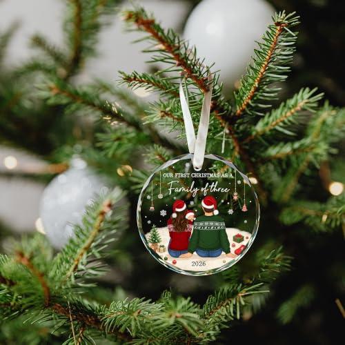 Family of 3 Christmas Ornament, First Christmas for Parents - color: Family of Three