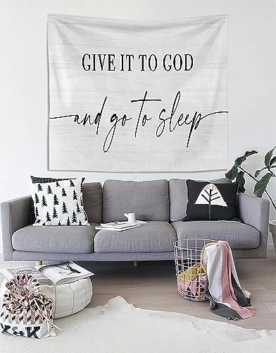 Kneibo Give It to God and Go to Sleep Tapestry - Christian Tapestry, Bedroom Tapestry 50x60, Bedroom Decor, Master Bedroom Decor, Guest Room Wall Decor