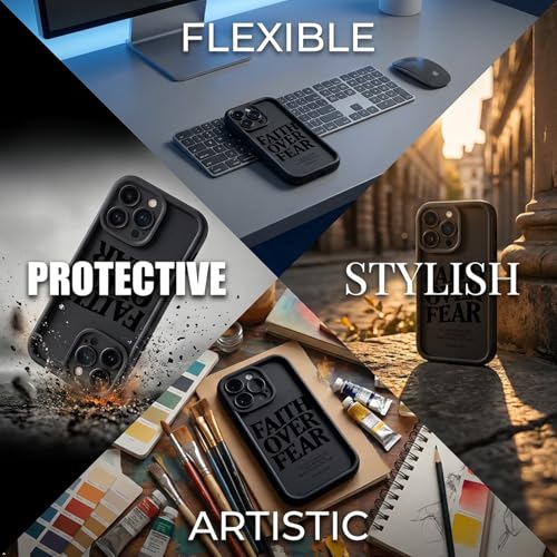 Bible Phone Case Faith Over Fear Christian Bible Verse Psalms 118:6- TPU Frame Full-Body Protective Cover for iPhone 17/16/15/14/13 Pro Max, Pro, Plus - IP 14 PRO Black - color: Black, size: iPhone 14 Pro
