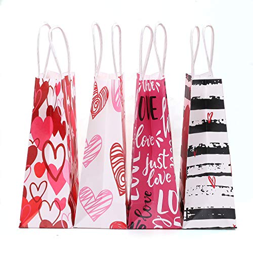 Cooraby 20 Pack Valentines Day Paper Gift Bags with Handles