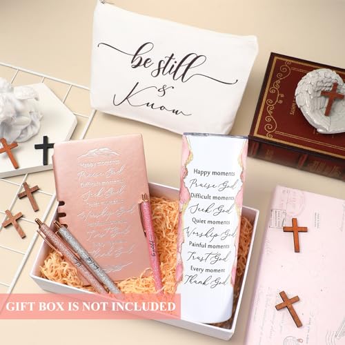 Domensi 6 Pcs Christian Gifts Set, 20 oz Tumbler Notepad Pens, Rose Pink - color: Rose Pink