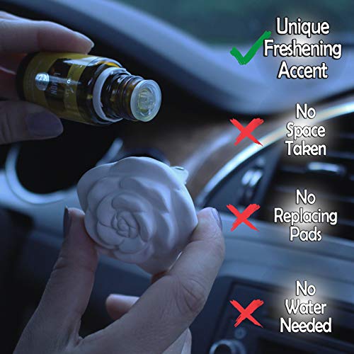 Ceramic Car Freshener Vent Clip Essential Oil Diffuser Set (Angel & Rose)