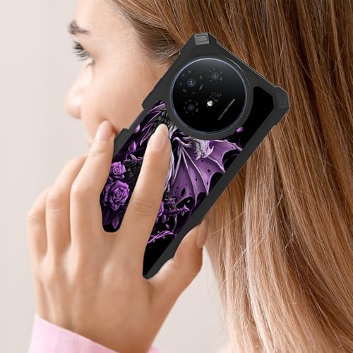 RYUITHDJP for TCL 50 XL 5G/Nxtpaper 5G Phone Case with Tempered Glass Screen Protector,Dual Layer Shockproof Corners Protection Case for TCL 50 XL 5G/Nxtpaper 5G,Dragon Purple Rose Design - color: Dragon Purple Rose Design, size: TCL 50 XL 5G/Nxtpaper 5G