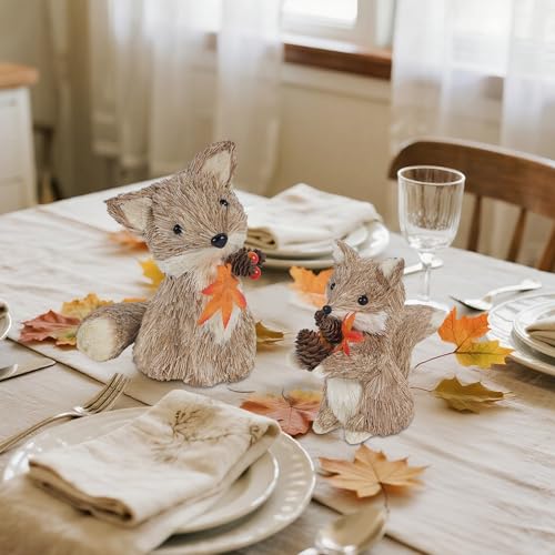 winemana Fall Decor Set of 2 Sisal Fox, Thanksgiving Decorations for Home - style: style 1