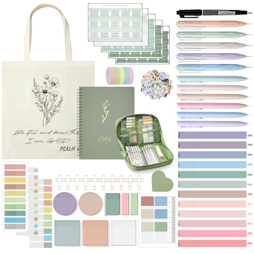 Jutom 110 Pcs Bible Journaling Supplies Bible Study Kit,Green - color: Green