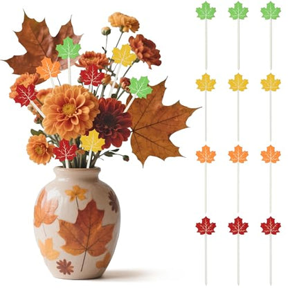 TICIAGA Fall Maple Leaf Floral Wooden Pick - 7 in Rustic Autumn Flower Pick - color: Maple Leaf