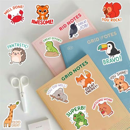 200PCS Holographic Animal Reward Stickers for Kids, Cute Inspirational Affirmation Stickers with Motivational Quotes for Water Bottles Laptops Journals, Teacher Reward Sticker for Classroom Students - style: 200 PCS Holographic Animal Inspirational Sticke