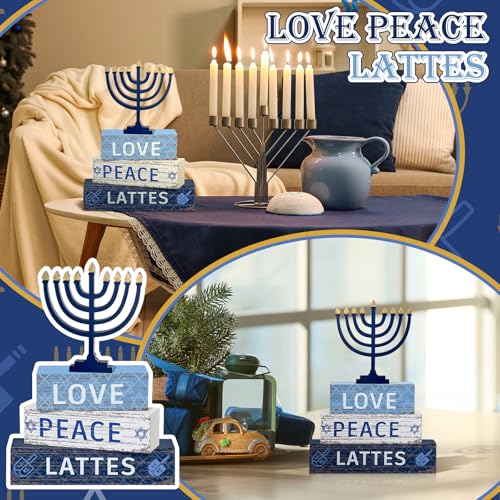 Geelin 4 Pcs Hanukkah Wooden Table Decorations for Home - style: Peace