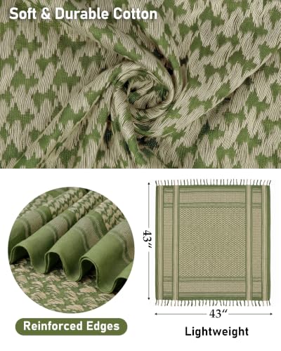Aonal Military Shemagh Tactical Desert Scarf, Keffiyeh Scarf for Men - color: Foliage