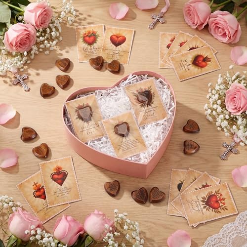 Gerrii 60 Set Christian Token Gift Jesus Love Heart Pocket Hugs, Dark Brown - color: Dark Brown