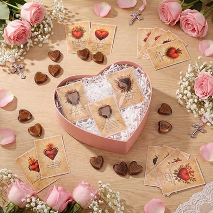 Gerrii 60 Set Christian Token Gift Jesus Love Heart Pocket Hugs, Dark Brown - color: Dark Brown