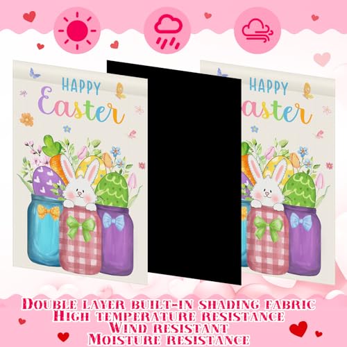 Hahafelt 3 Pack 12" x 18" Easter Garden Flag Double Sided Outdoor Decorations Easter Egg Heart Shamrocks for Outside Holiday Seasonal Spring Valentines Day St Patricks Day Lawns Patios Yard Lawn