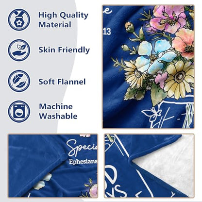 Christian Religious Gifts for Women, Navy Blue Christian Birthday Blanket - color: Navy Blue, size: 60"x50"