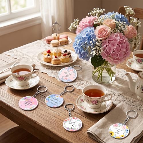 clothmile 100 Pcs Bible Verse Keychains Christian Keyrings Marble Keychains Acrylic Religious Key Rings for Women - color: Floral