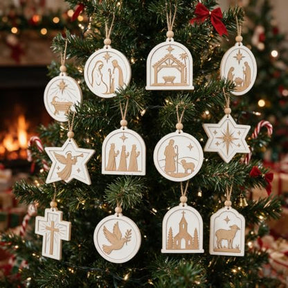 Nativity Christmas Tree Ornaments & Wooden Christmas Ornaments 12 Designs