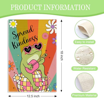 Spread Kindness 12 x 18 Inch Double Sided Frog Garden Flag - color: Colorful