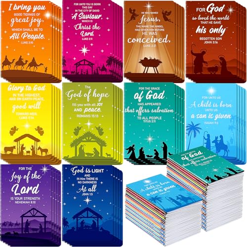 Tenceur 100 Pcs Mini Nativity Notepad Bible Verse 10 Styles Christmas
