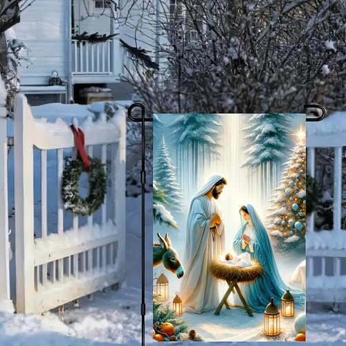 BlissYard Christmas Garden Flag 12x18 Inch Nativity Family Yard Decor - color: garden flag #1