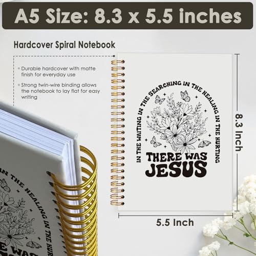 Bible Notebooks for Note Taking, Floral Christian Notebook Journal, Christian Gifts for Women, Where the Jesus Hardcover Spiral Notebook 5.5x8.3 - color: Jesus