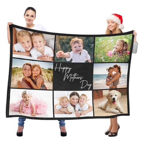 inkArts Custom Blanket with Photo, Personalized Blanket, Customized Photo Blankets, Customizable Picture Blankets, Personalized Photo Gifts for Mom Baby Kid Family Pet - color: 8 Photos