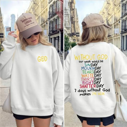 Christian Sweatshirts for Women God Jesus Sweatshirt Faith Bible Verse Crewneck Religious Inspirational Pullover Top - color: White, size: Small
