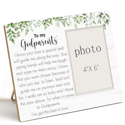 Godparents Gifts for Baptism Picture Frame, To My Godparents Wooden Photo Frame, Godparents Appreciation Thank You Gift Wood Picture Frame for Birthday, Tabletop Wall Display (4x6 Inch Photo) - color: Baptism-1