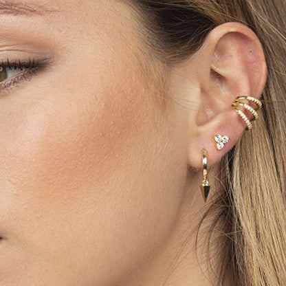 VACRONA Gold Heart Hoop Earrings Huggie Earrings for Women 14k Gold Plated Small Hoops Earrings - color: cone spike