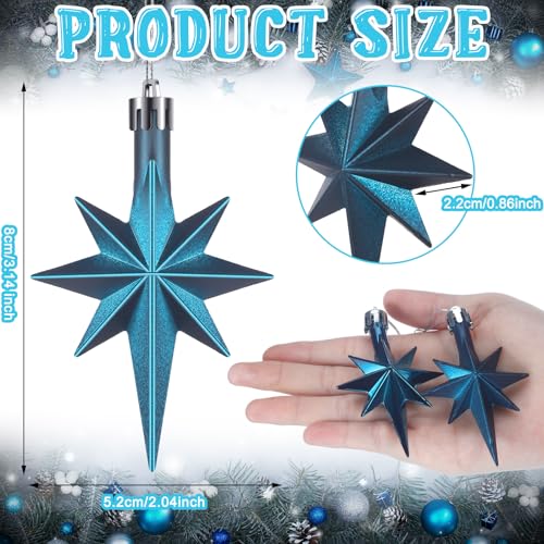 Syhood 12 Pack Navy Blue Bethlehem Star Ornaments Christmas Tree - color: Navy Blue