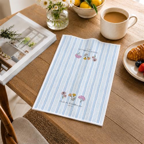 Blue Christian Floral Kitchen Hand Towels 16x24 Inch - color: Blue Floral