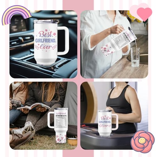 Girlfriend 40 oz Tumbler, with Handle Straw, Stainless Steel Cup - color: Girlfriend