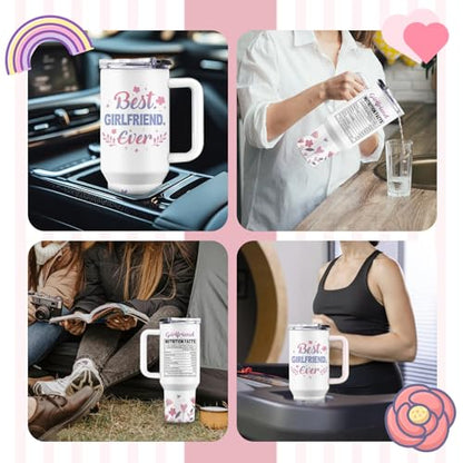 Girlfriend 40 oz Tumbler, with Handle Straw, Stainless Steel Cup - color: Girlfriend