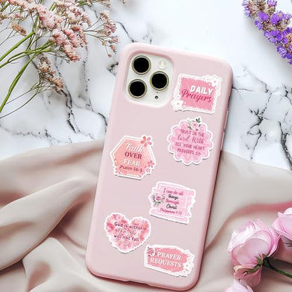 50 Pcs Prayer Board Supplies, Pink Religious Black Girl Prayer Board Vision Board Stickers for Women, Christian Inspirational Bible Verse Stickers for Water Bottle Laptop Scrapbooking Decals - color: Black Girl