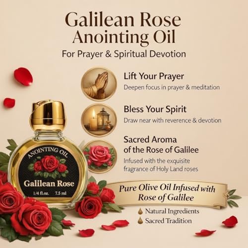 Rose of Galilee Anointing Oil for Prayer & Worship - Biblical Scented Oil for Home Altar & Church - Christian Gift from Holy Land (1/4 fl. oz - 7.5 ml) - color: 1/4 Fl. Oz - 7.5 Ml