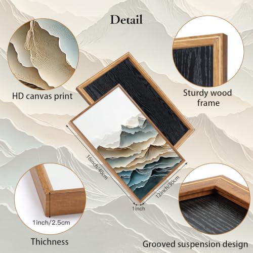 CHDITB 3D Textured Mountain River Framed Wall Art Relief Landscape Painting - color: 3d Mountain