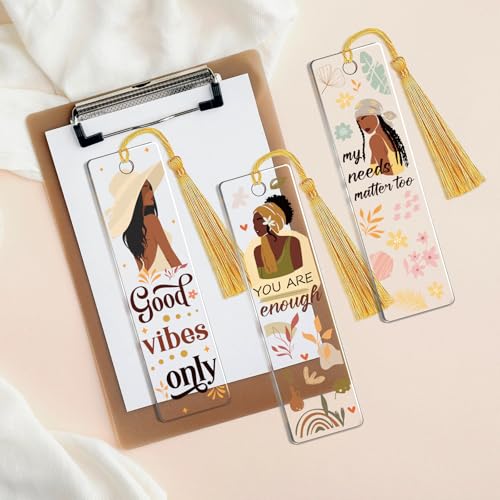AFRITEE UV DTF Bookmark Wraps - 24 Pcs Black Girl Inspirational Quotes Acrylic Bookmark Sticker, Floral Butterflies Cold Transfer Stickers for Bookmarks Uvdtf Decals Decoration Gifts for Book Lovers - style: Black Girl
