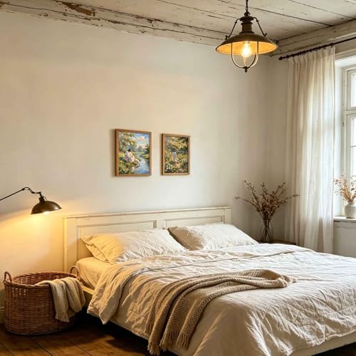 ZSHIQUQL 2pcs Jesus Lamb Canvas Wall Art Floral Religious Landscape Print - color: scenery Jesus Lamb Wall Art, size: 16"Lx 12"W