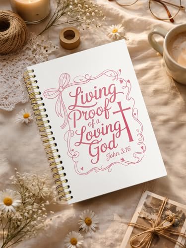 Christian Notebook for Women,Christian Gifts for Women Teen Girls Kids,Church Notes Journal，Bible Study Journal for Sermons,Faith Bible Verse Hardcover Spiral Notebook 5.5x8.3 Inch - color: JOHN 3:16 LIVING PROOF