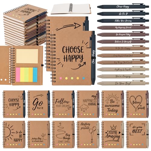 Sprial Notebooks with Pens Bulk, 48 Pack, 5.5 x 4.7 Inch, Modern - color: Encourage