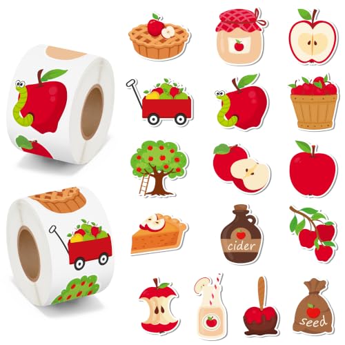 BeYumi Fall Apple Picking Sticker - 1000Pcs Fall Stickers 2 Rolls for Kids - style: Apple Harvest