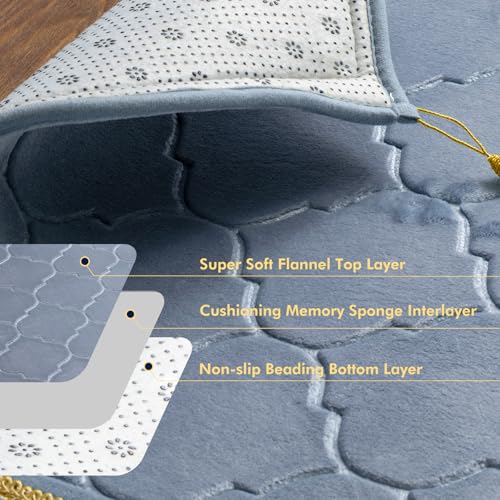 Muslim Prayer Rug with Tasbih Prayer Beads, Soft Memory Foam Prayer Matt Islam, Padded Islamic Prayer Mat Thick for Men and Women, Janamaz, Sajadah (25.6" x 43.3", Grey) - color: Grey